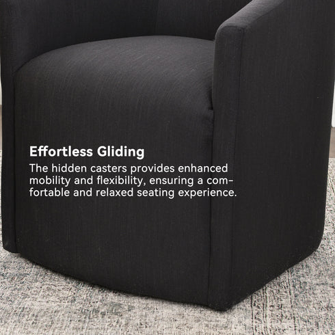 Rafa Performance Dining Chair with Casters – Padded Dining Chair with Arms | Chairs for Formal Dining Room | Kinwell Furniture | Soft Performance Fabric